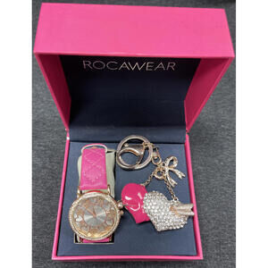 Rocawear Women’s Pink and Gold Toned Watch and Keychain Set! NWT! MZZ7